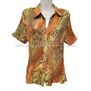 Accordion Blouse𝅺, Short Sleeve Top, Relaxed Fit Blouse Top - Size L- NEW